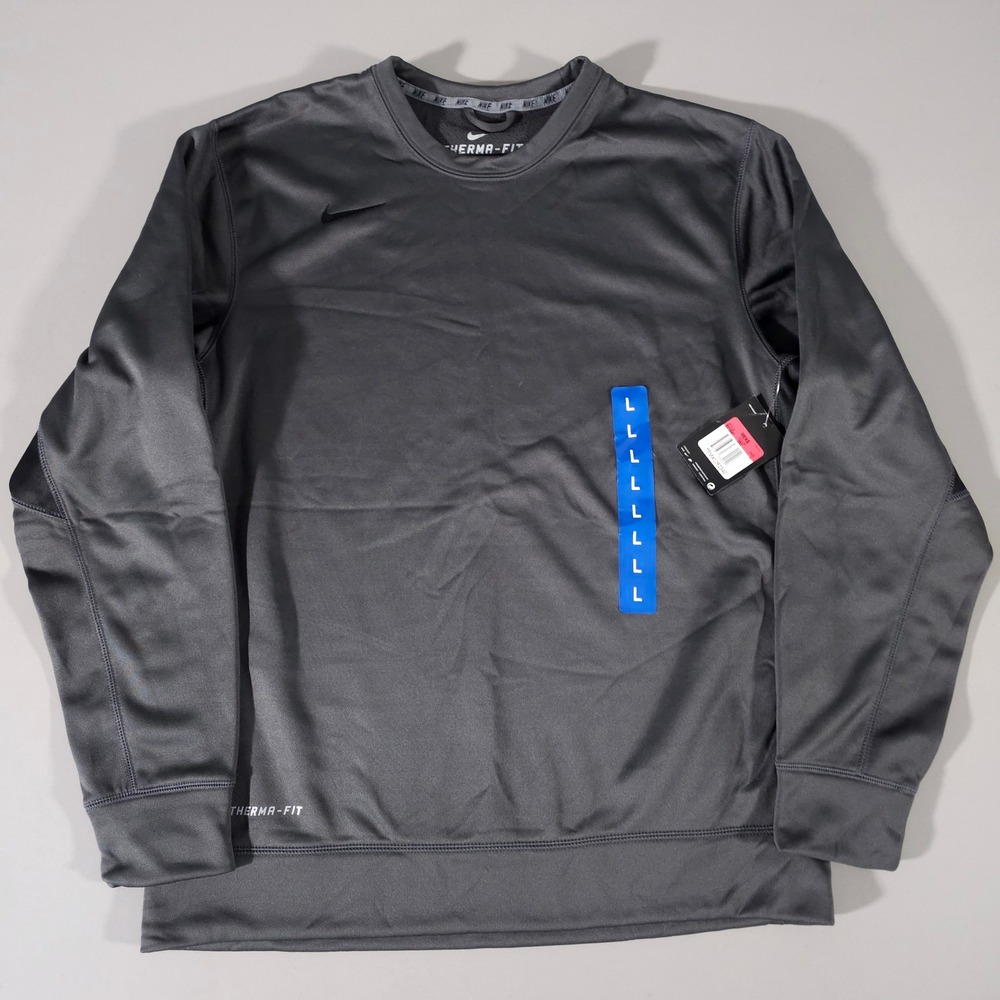 Nike Sweatshirt Mens L Gray Therma-FIT Training Crewneck 621941-062